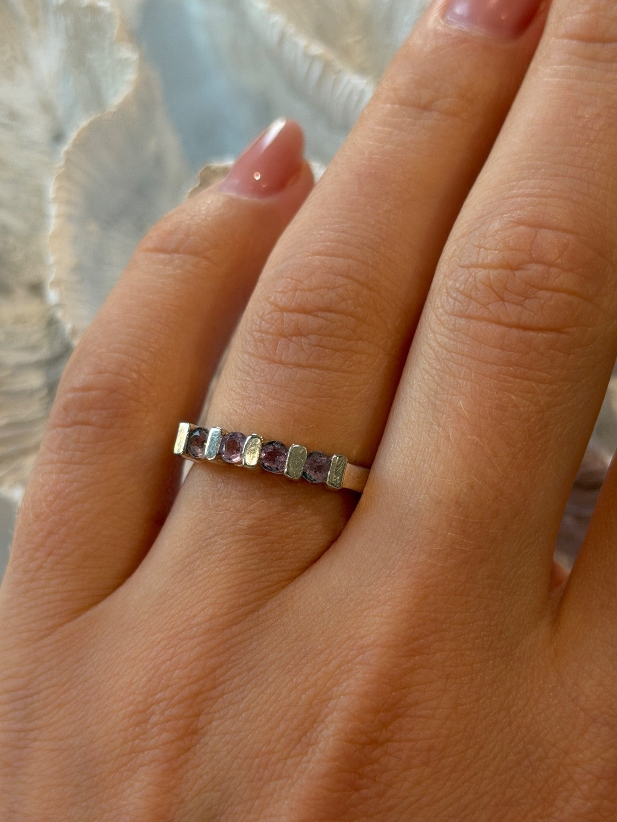 925 Sterling Silver Amethyst Ring Size 7