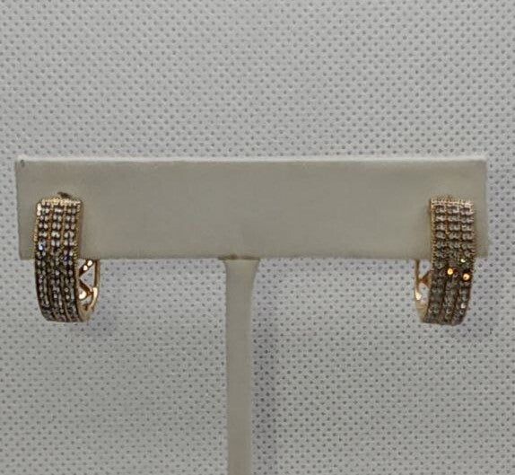 10K Yellow Gold Diamonds 0.9 Carat Earrings Length 18 mm