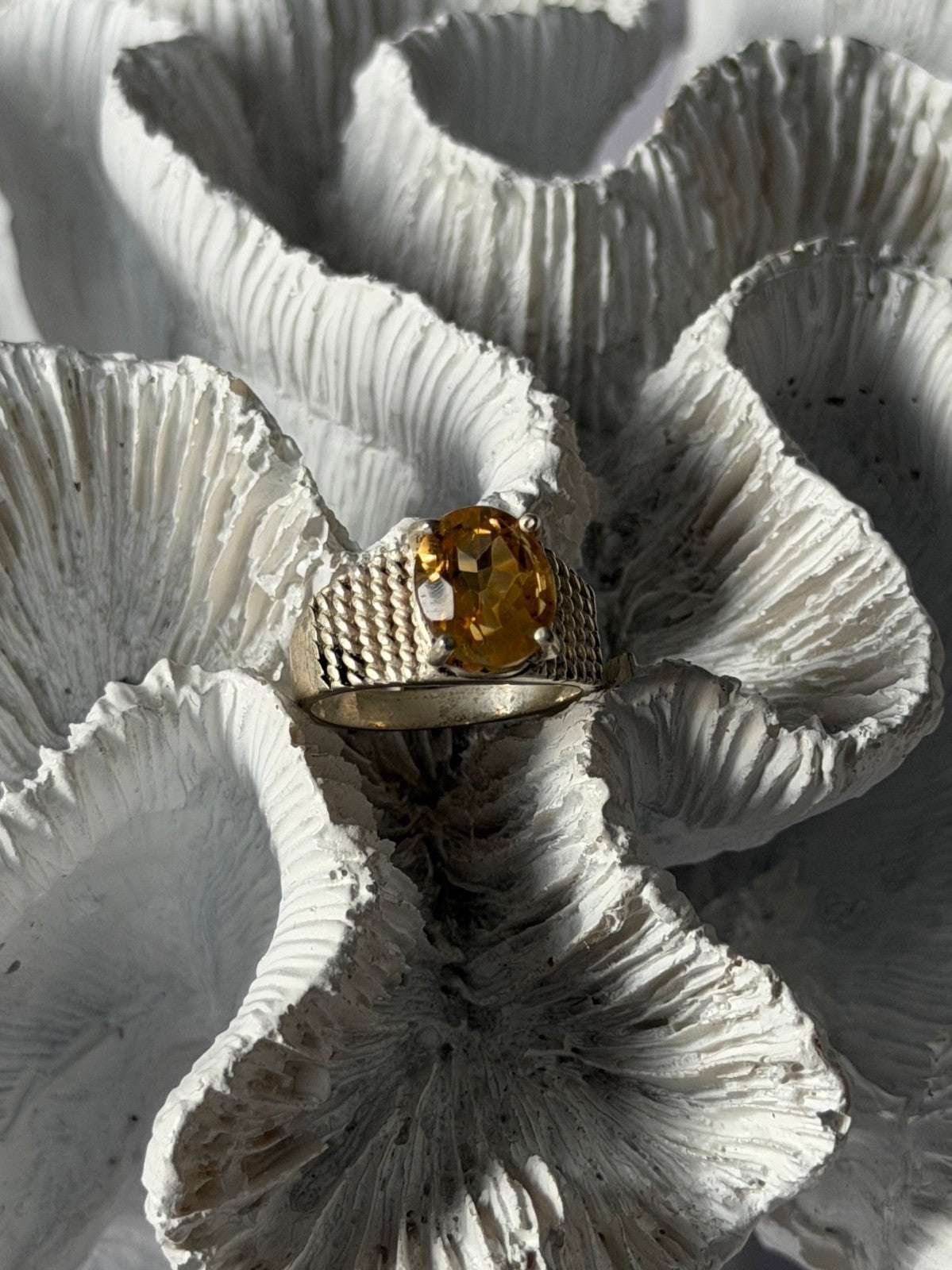 925 Sterling Silver Citrine Ring Size 6