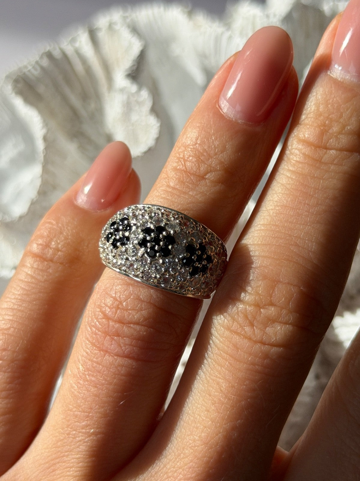 925 Sterling Silver Cz Flowers Ring Size 5