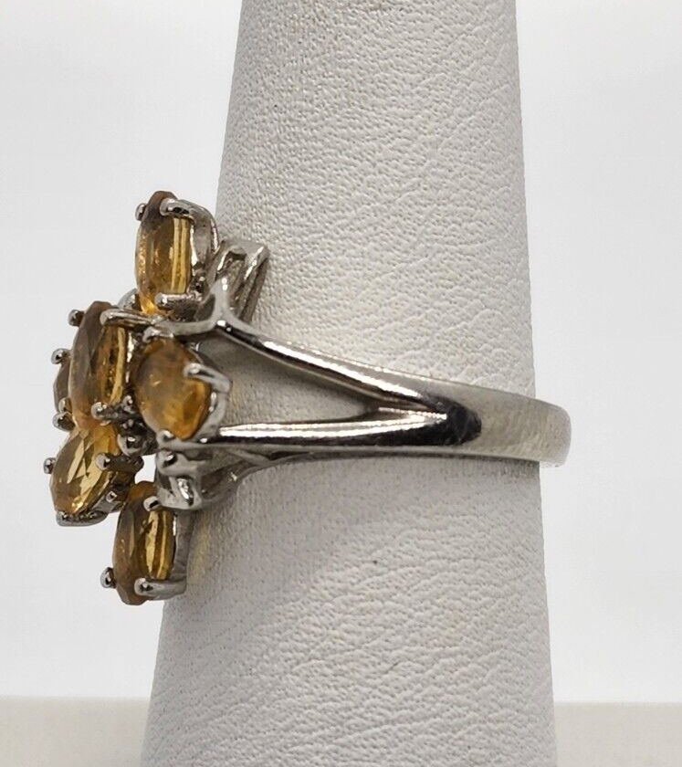 925 Sterling Silver Citrine Ring Size 6.5