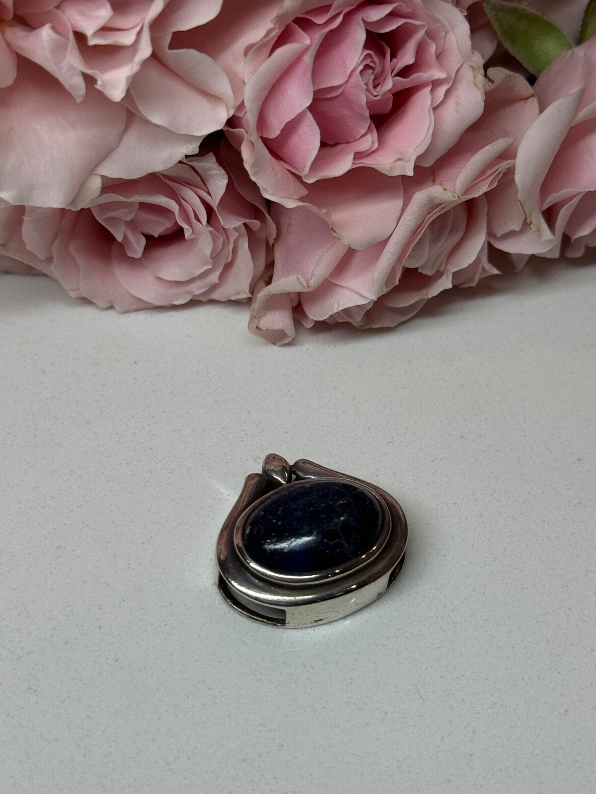925 Sterling Silver Pendant Sodalite Length 0.9 In