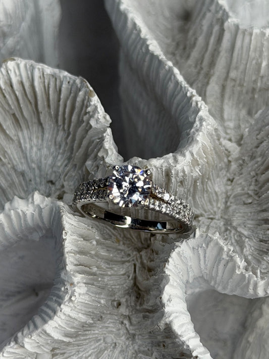 GOC 925 Sterling Silver Cz 1.42 ct Ring Size 7