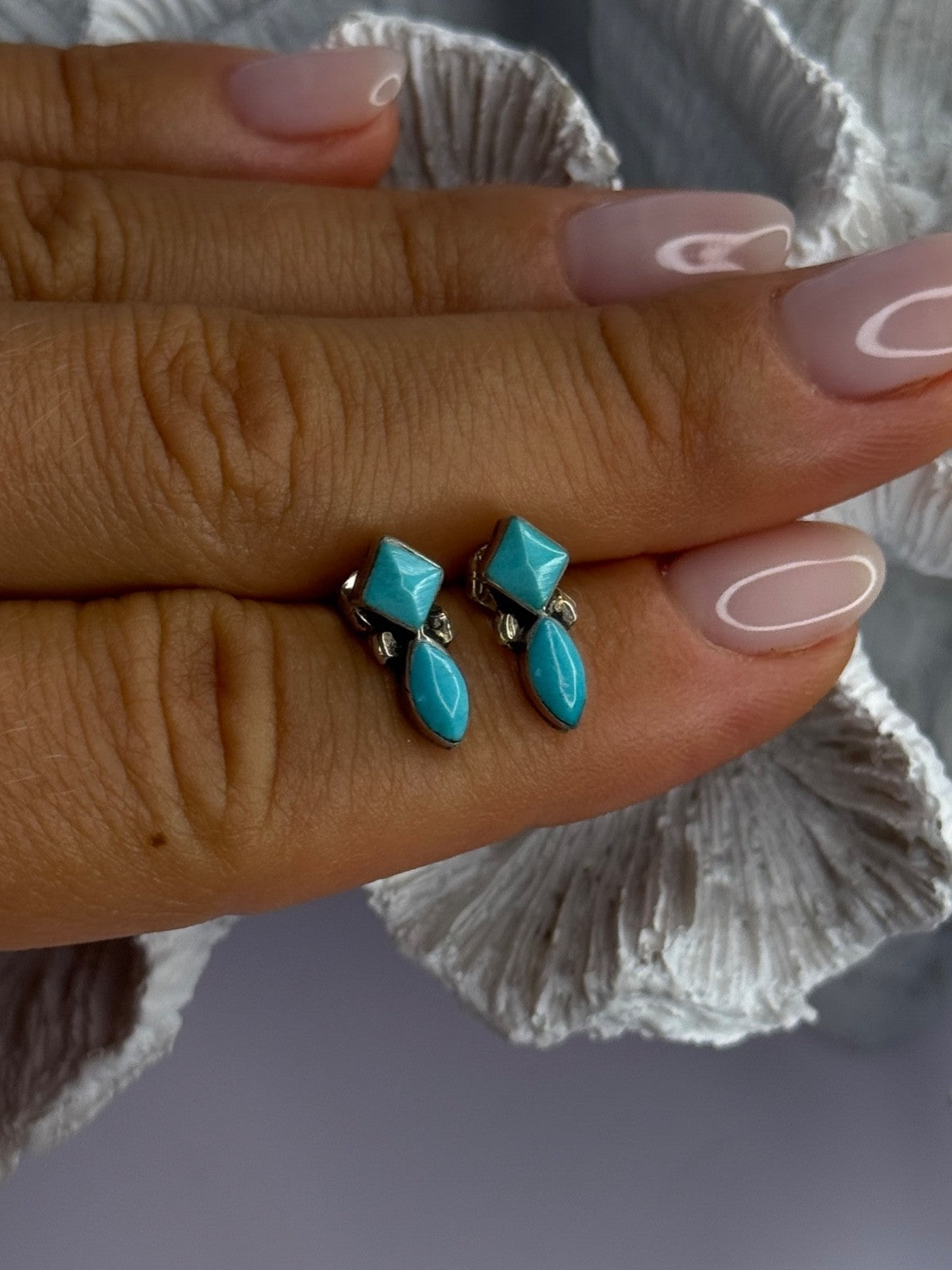 925 Sterling Silver Turquoise Earrings Length 0.50 Inch