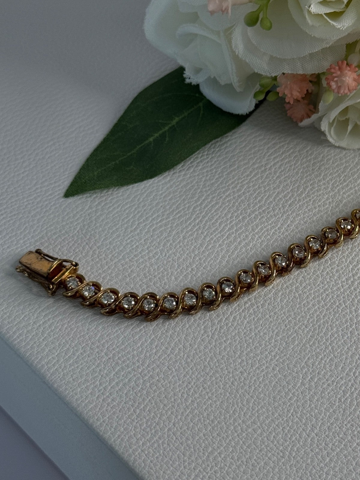 Fas 925 Sterling Silver Gold Plated CZ Bracelet Length 8.5 Inch