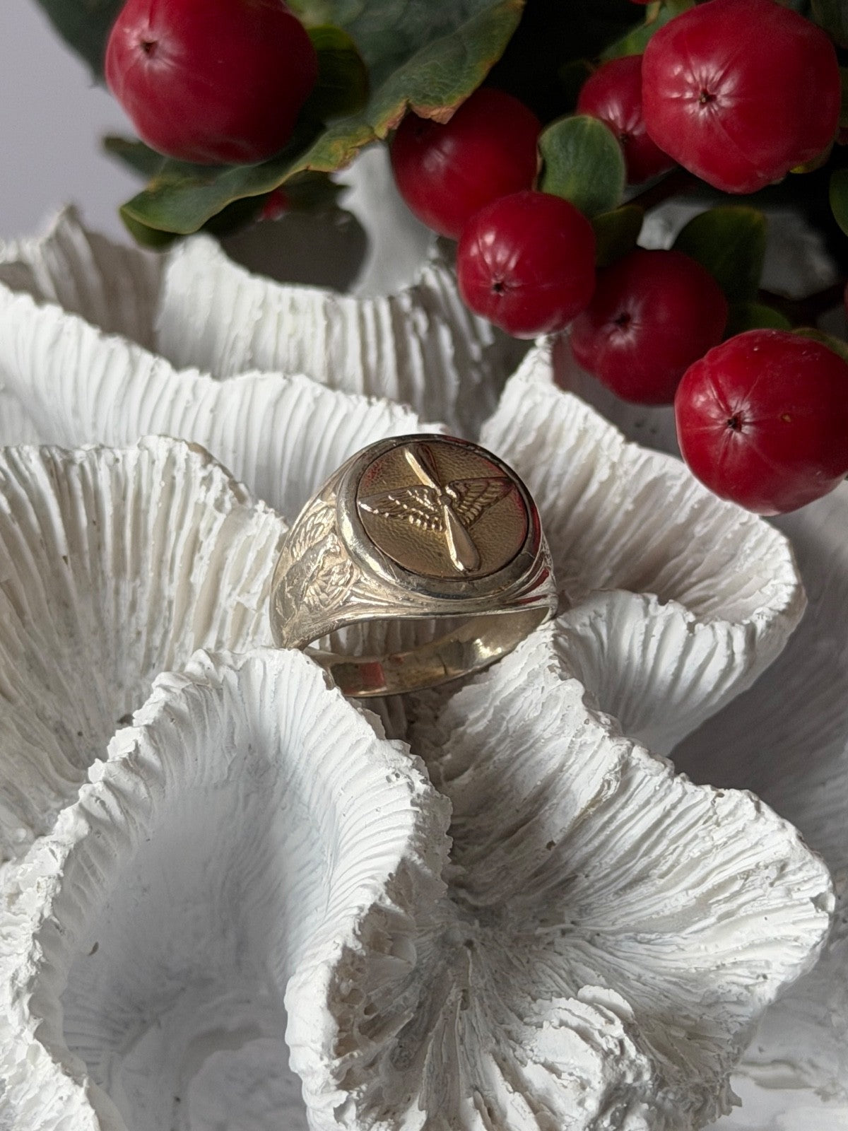 Vintage Emblem of the U.S. Army Air Corps 925 Sterling Silver Ring Size 8.5