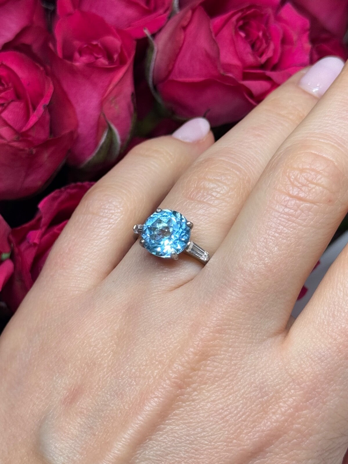 925 Sterling Silver Topaz & Beryl Ring Size 6