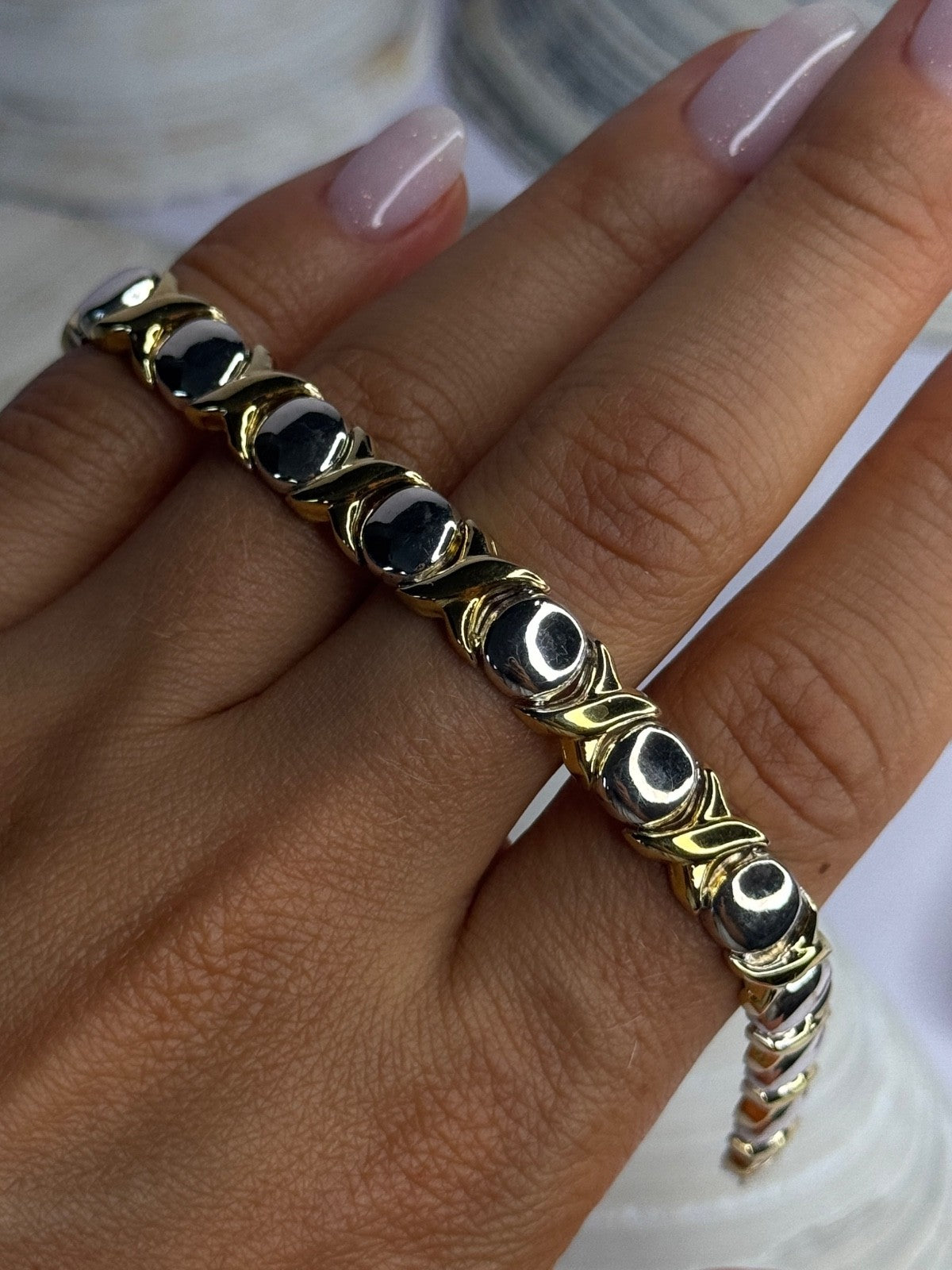 Italy 925 Sterling Silver & Gold Plated Bracelet Length 7