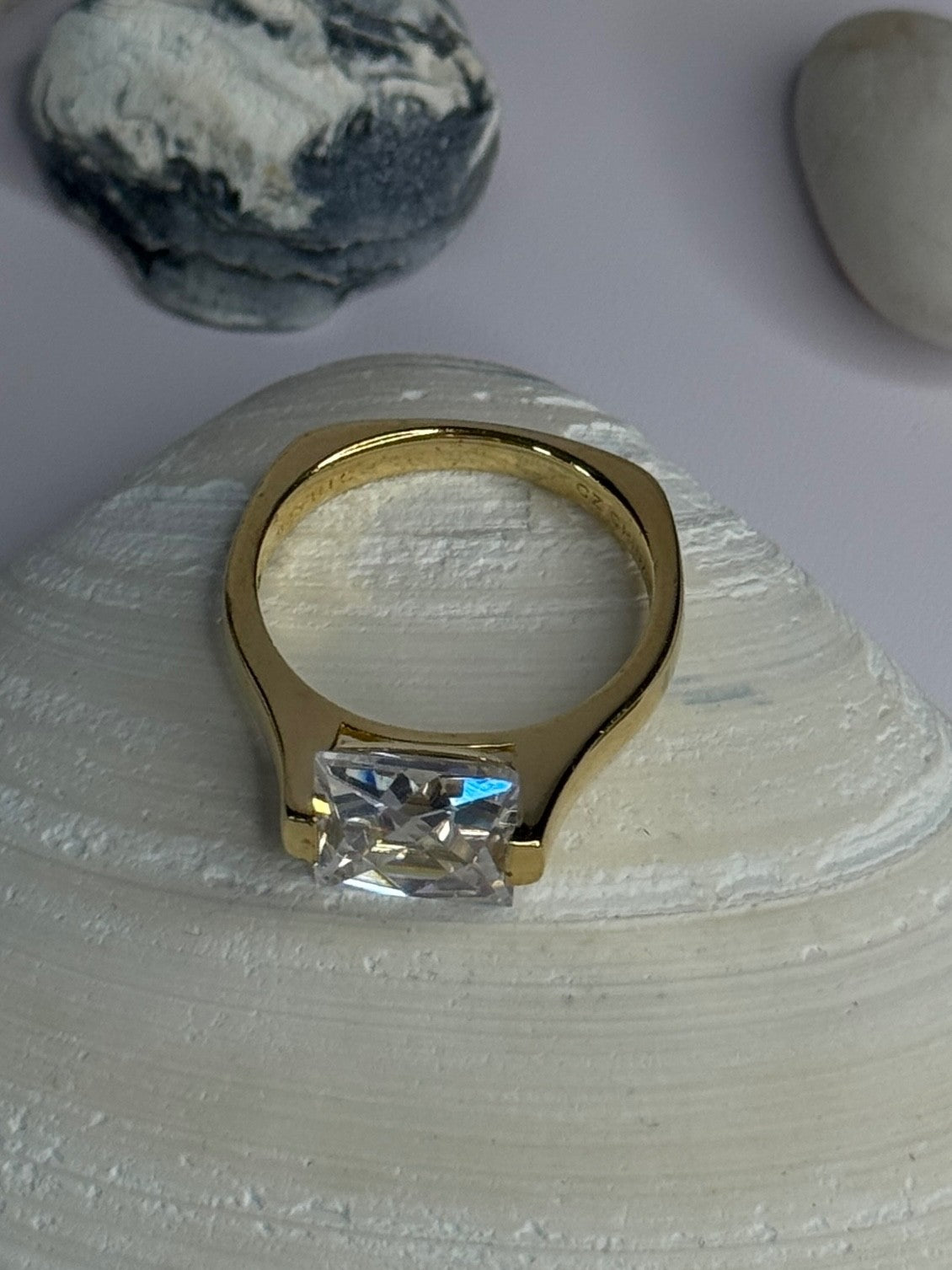 Classy Design 925 Sterling Silver Gold Plated Cz Ring Size 10