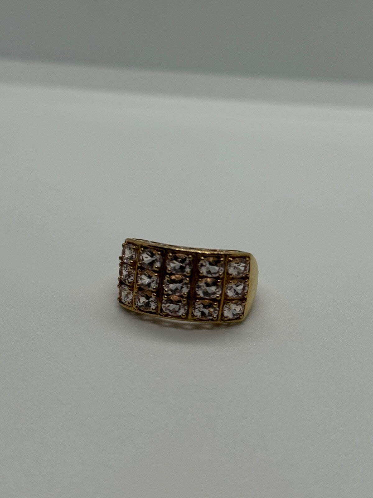 925 Sterling Silver Gold Plated Morganite Ring Size 6.5