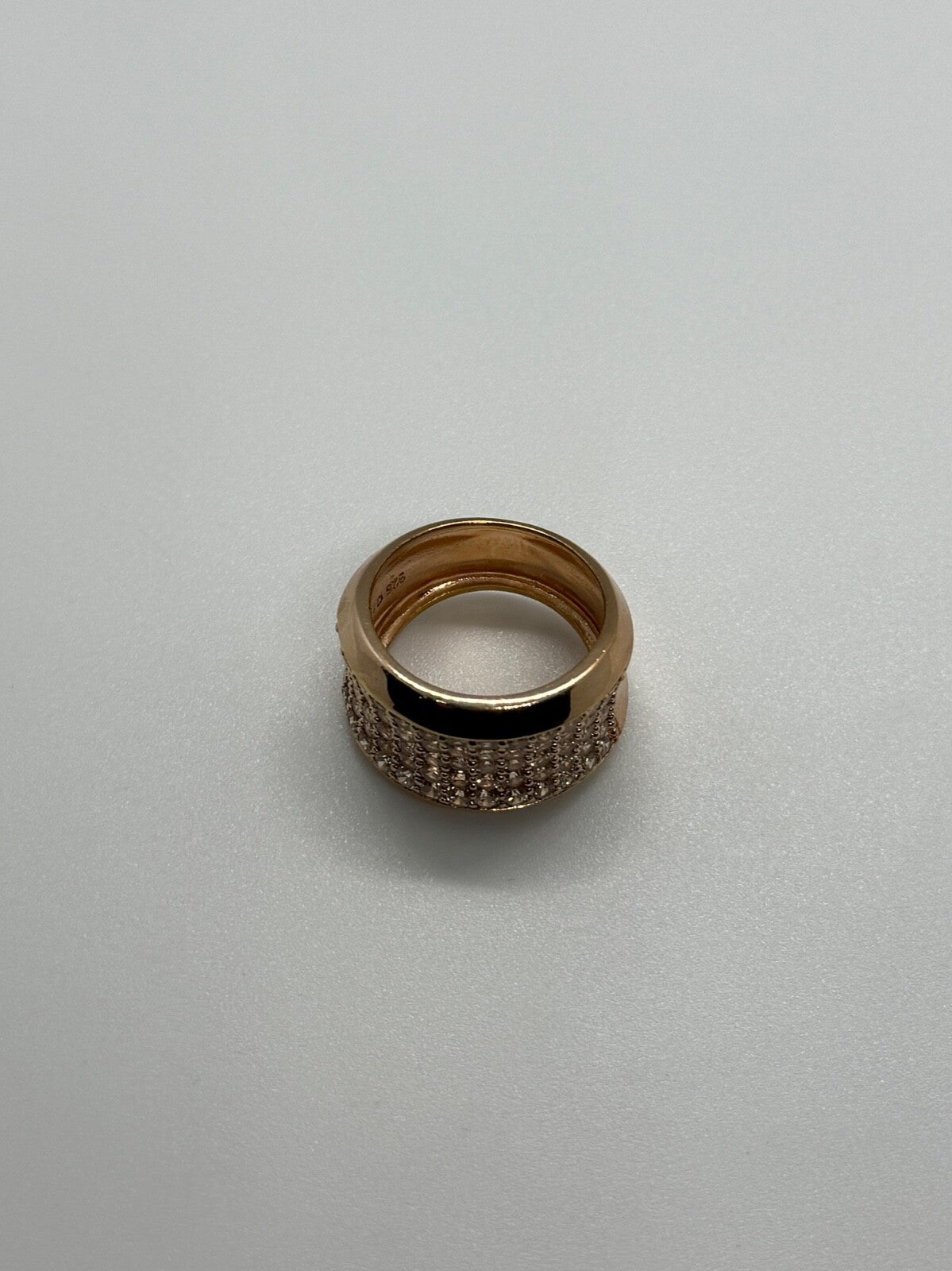 925 Sterling Silver Gold Plated & CZ Ring Size 7