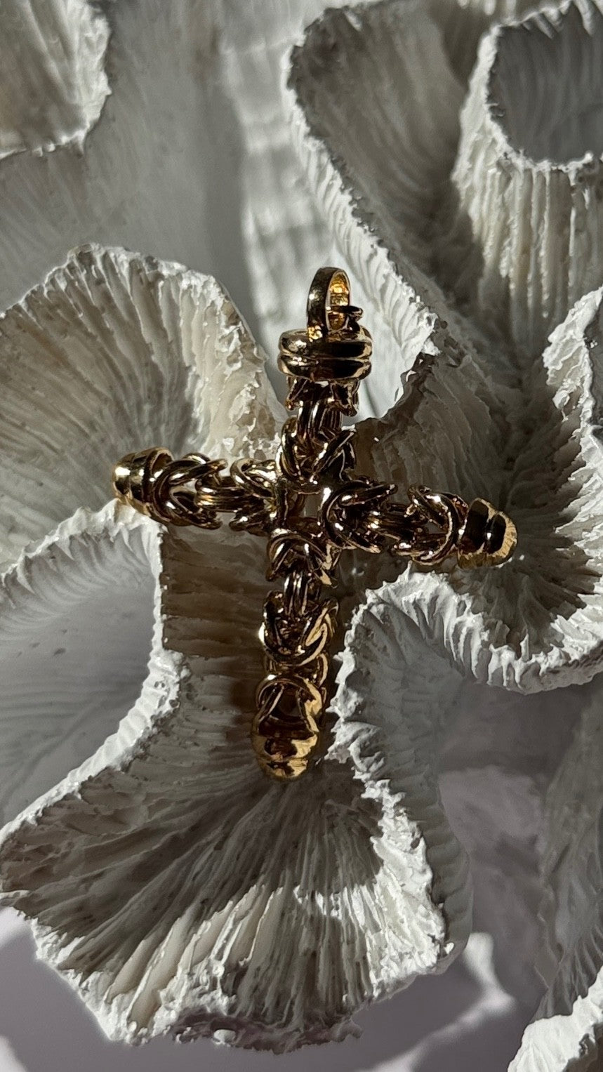 Italy 925 Sterling Silver Gold Plated Cross Pendant