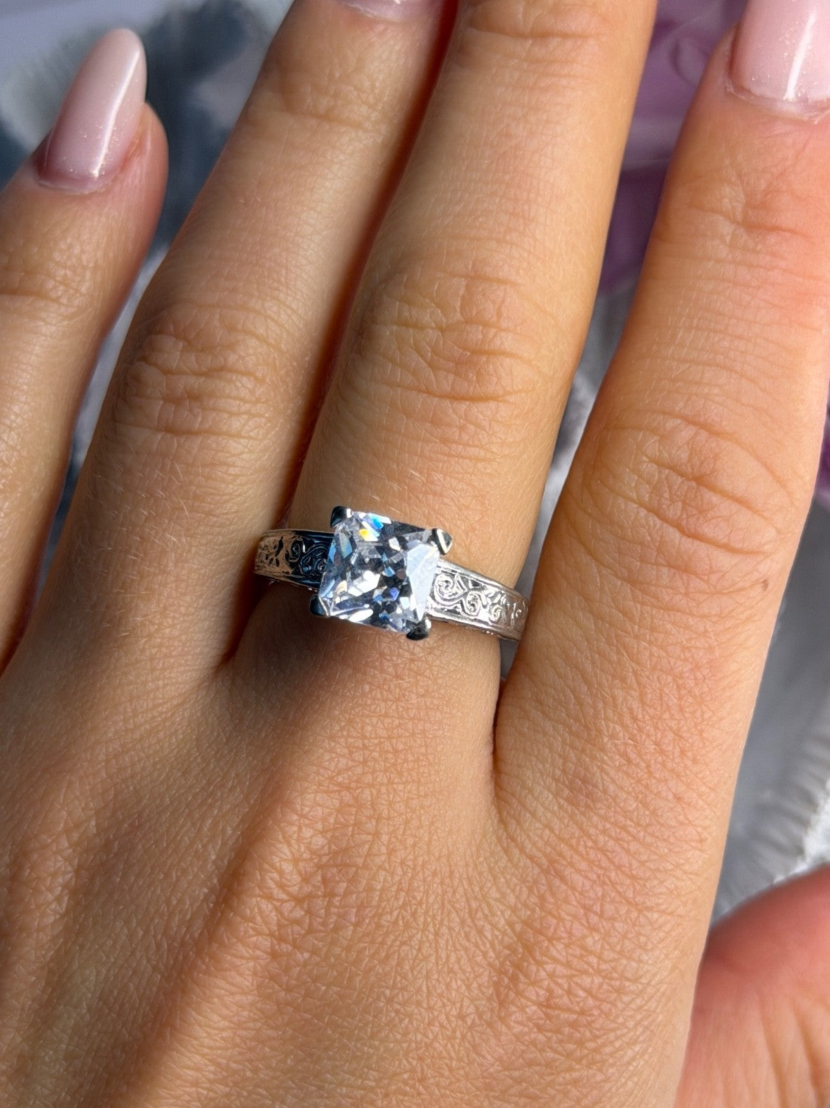 RP 925 Sterling Silver Cz Ring Size 8