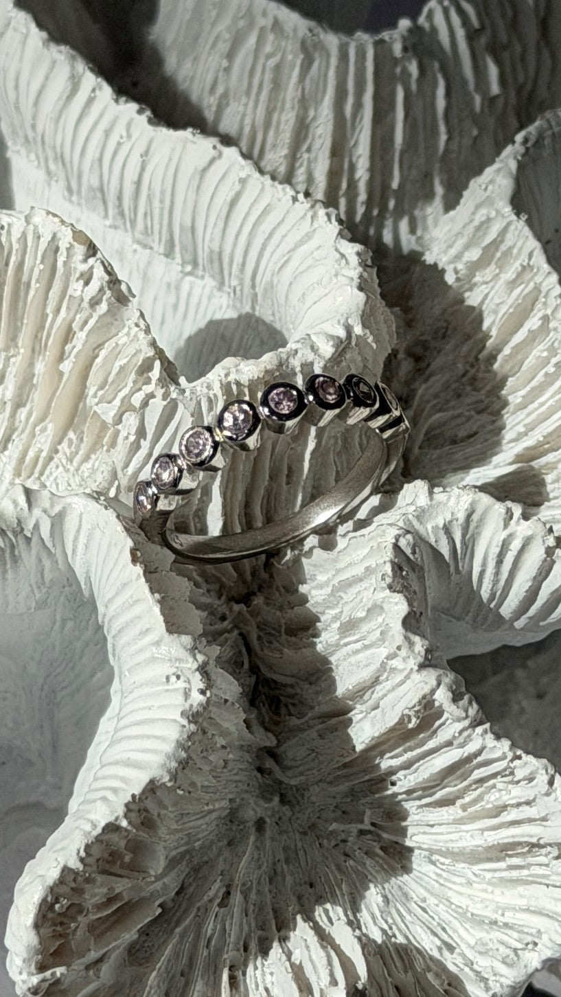 925 Sterling Silver Pink Spinel Ring Size 6
