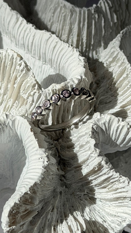 925 Sterling Silver Pink Spinel Ring Size 6