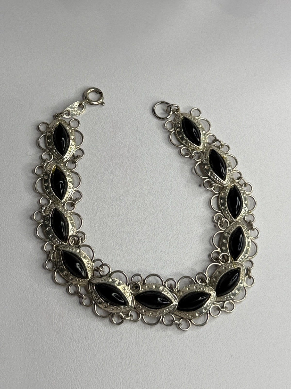 925 Sterling Silver Onyx Bracelet Length 7