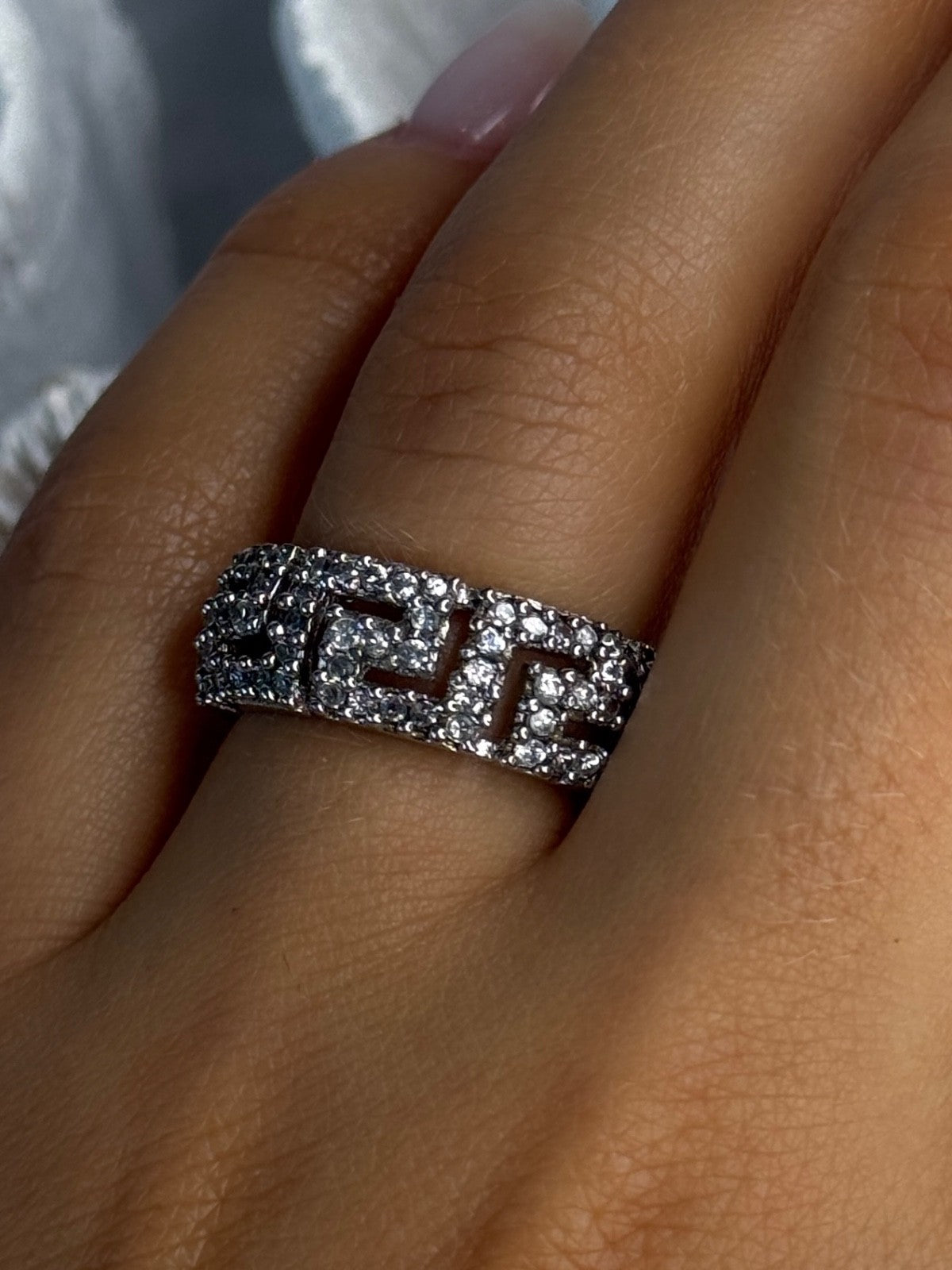 Elegant Design 925 Sterling Silver Beryl Ring Size 7.5