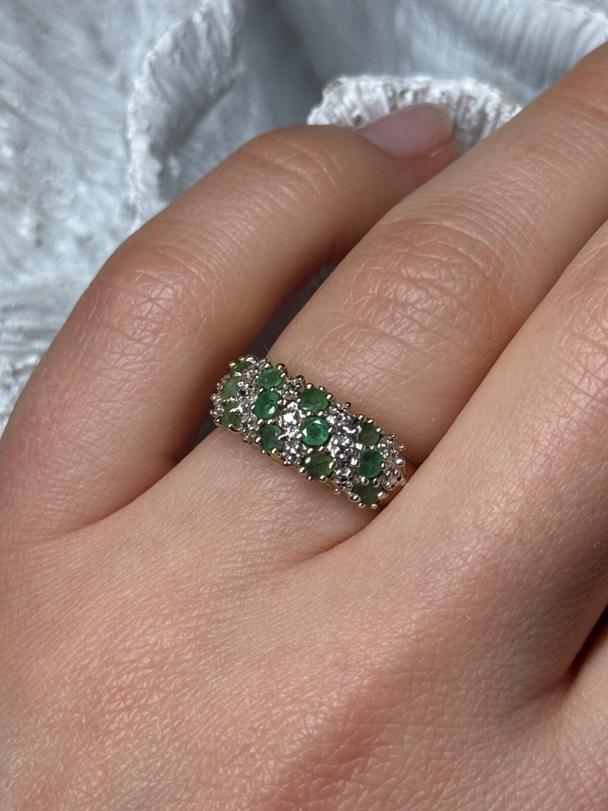 10K Yellow Gold Ring Emerald & Diamond Size 6
