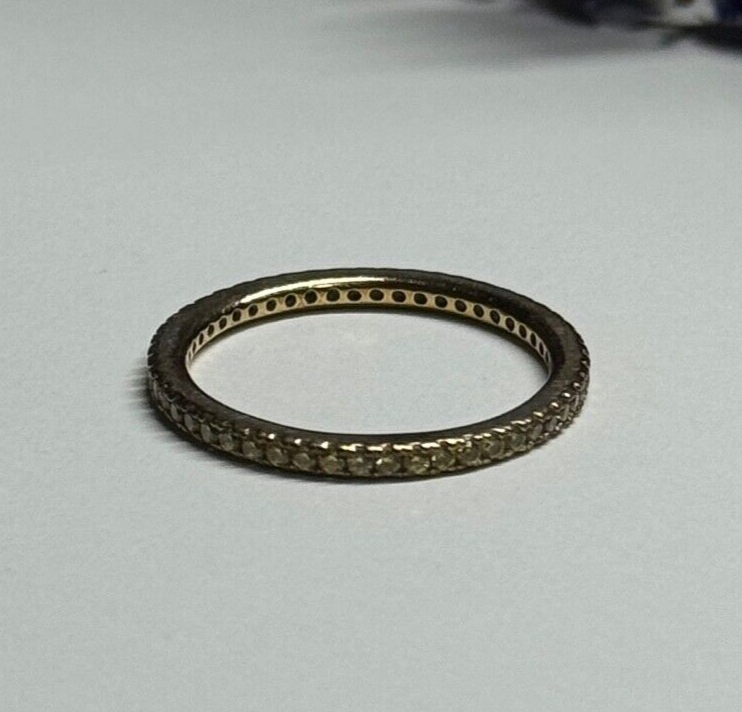925 Sterling Silver Gold Plated CZ Ring Size 6