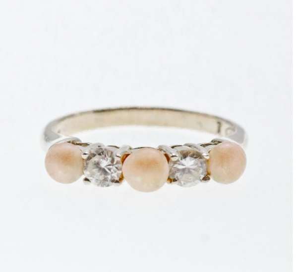 Avon 925 Sterling Silver Pearls & CZ Ring Size 7