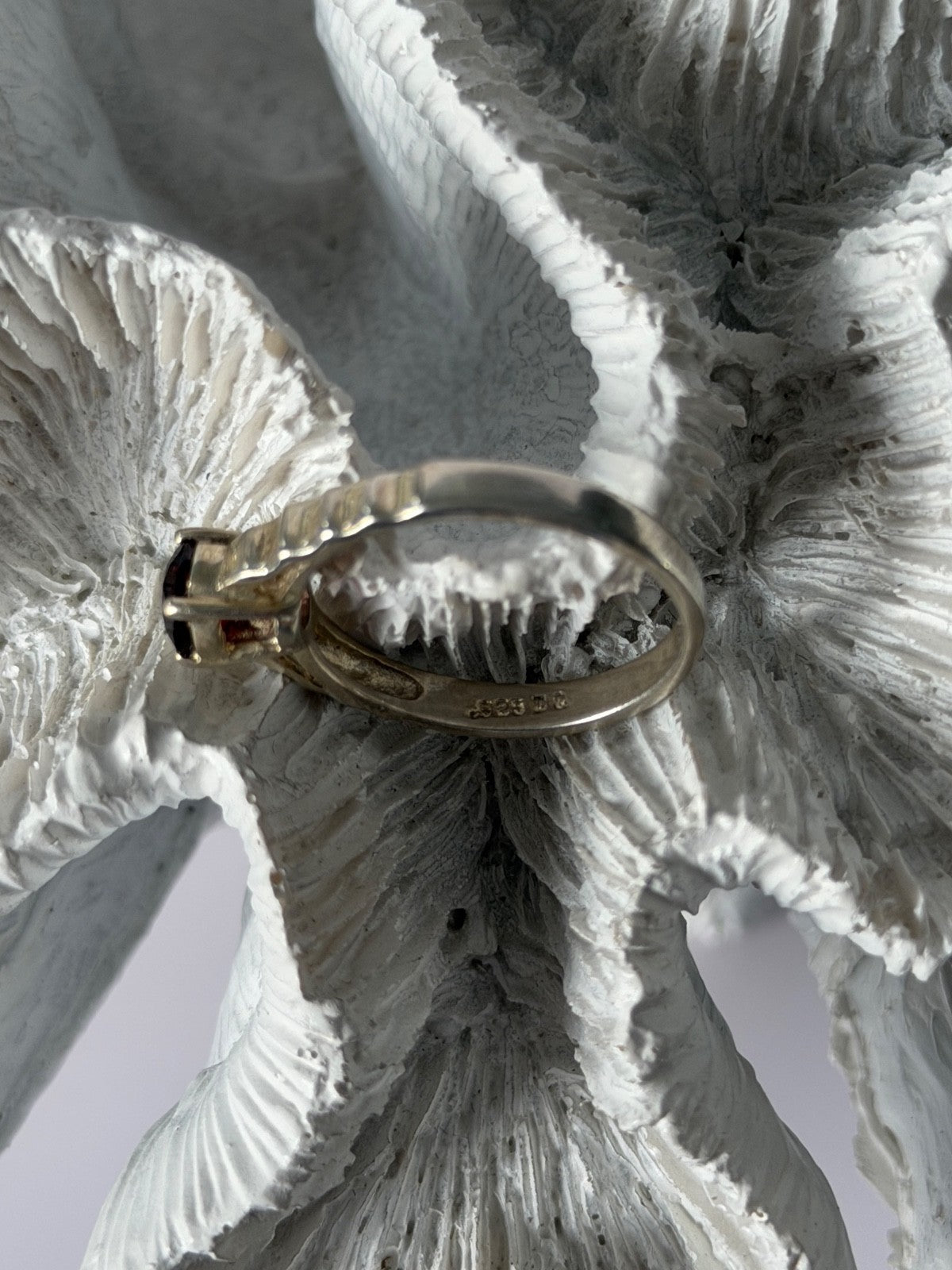 925 Sterling Silver Garnet Ring Size 9
