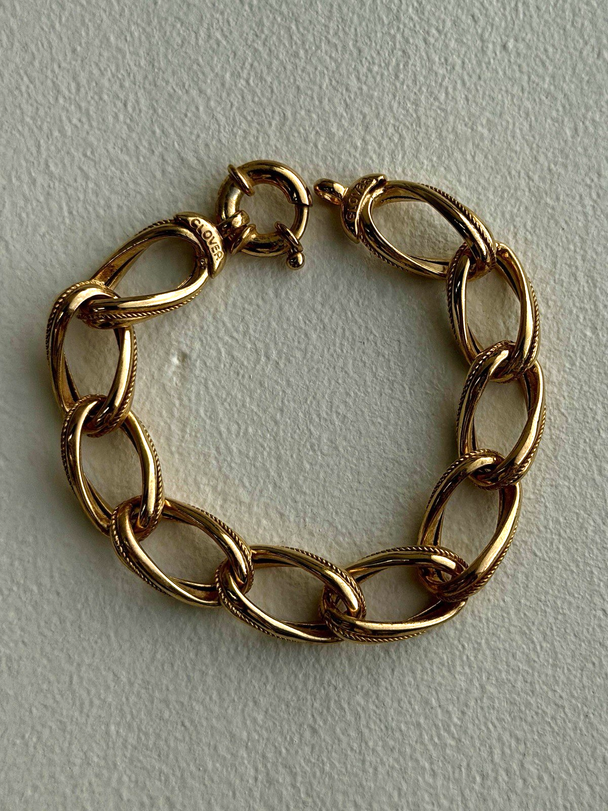 Clover Italy 925 Sterling Silver Gold Plated Bracelet 7.5