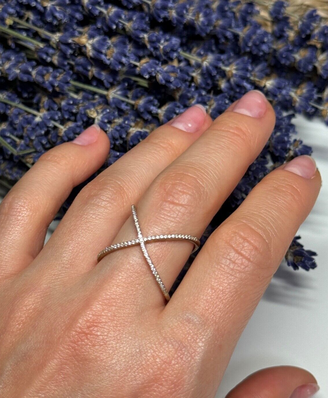 925 Sterling Silver Gold Plated CZ Ring Size 8