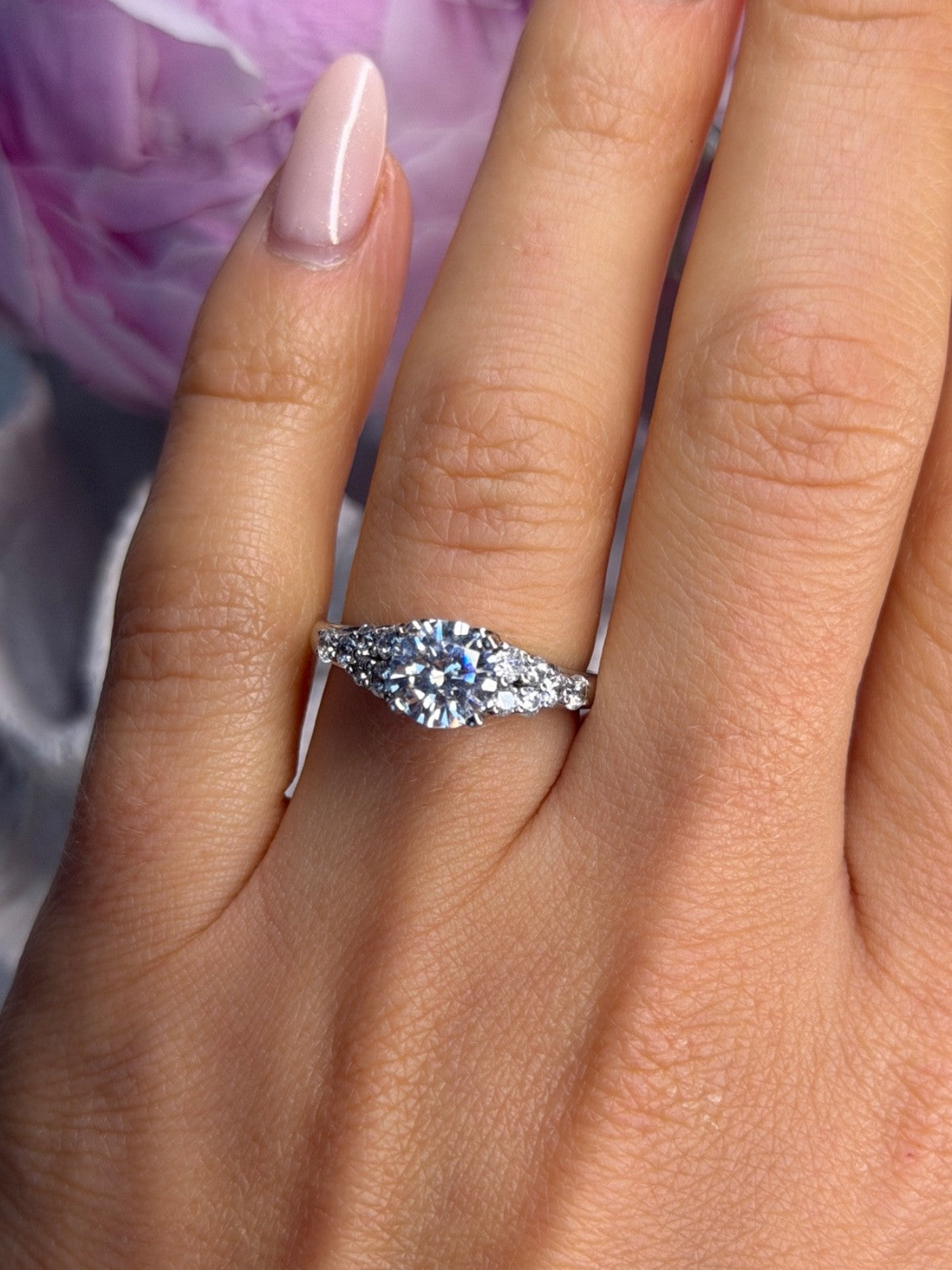 GOC 925 Sterling Silver tcw 1.80 Cz Ring Size 7