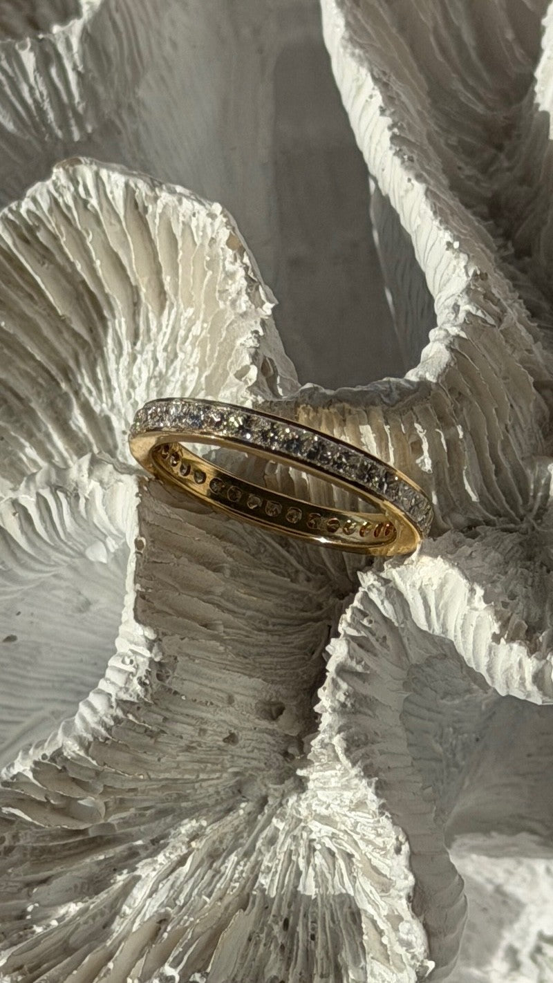 18K Yellow Gold Diamond 1.50 ct Band Ring Size 9.5