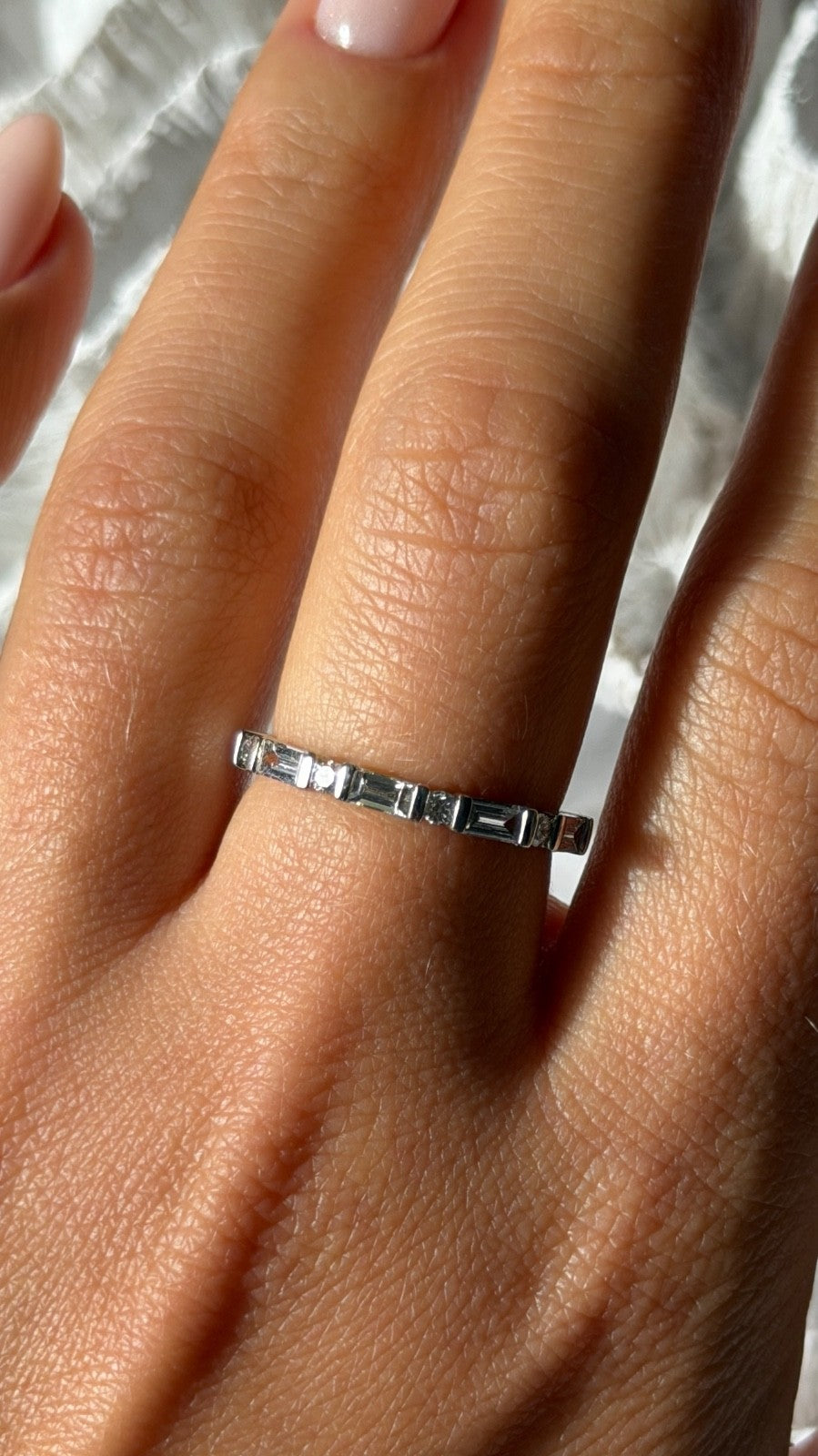 Platinum 950 Diamond 0.61 ct Ring Size 8