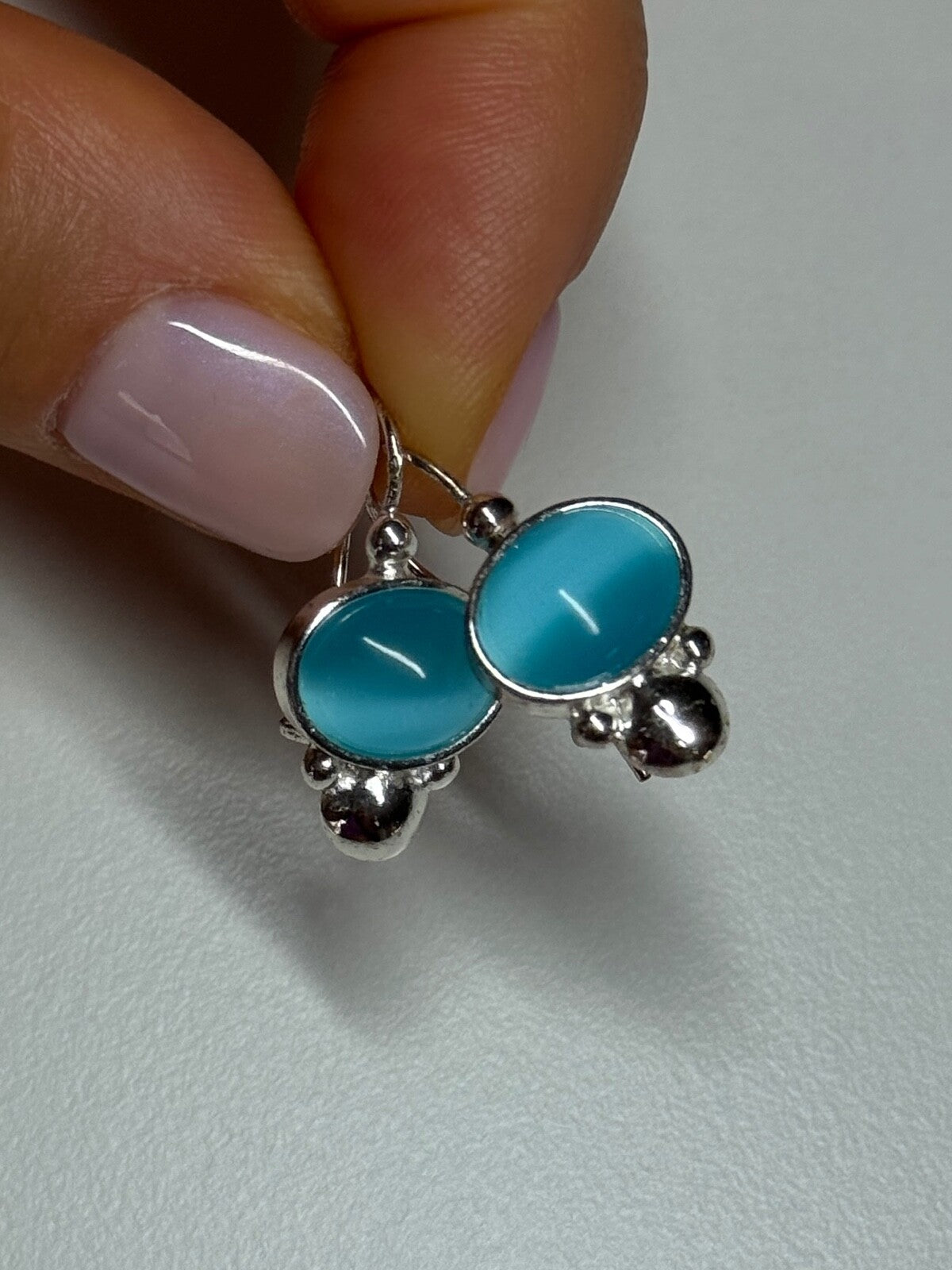 925 Sterling Silver Moon Stone Earrings Length 22 Mm