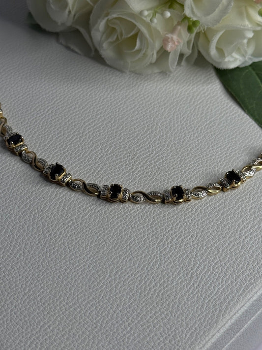 925 Sterling Silver Gold Plated Sapphire Bracelet Length 8.5 Inch