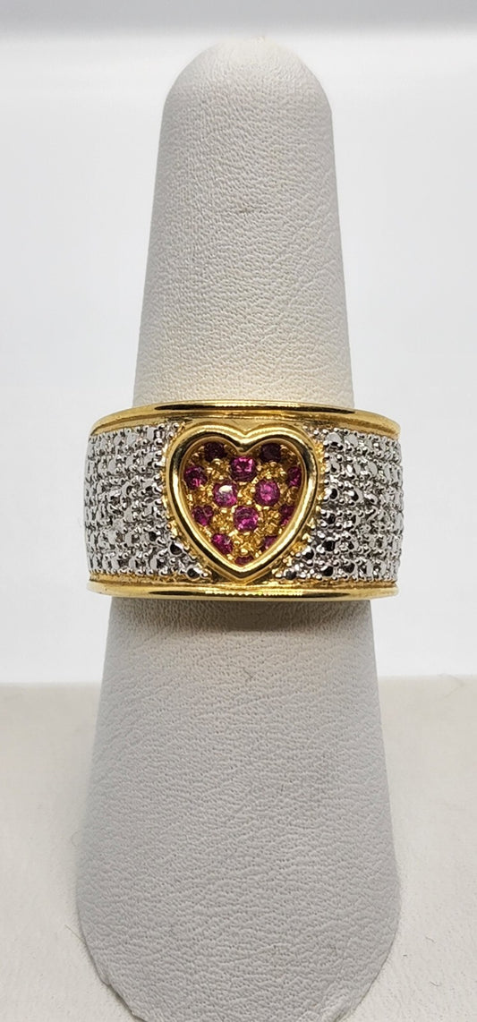 925 Sterling Silver Ruby Ring Size 7.5