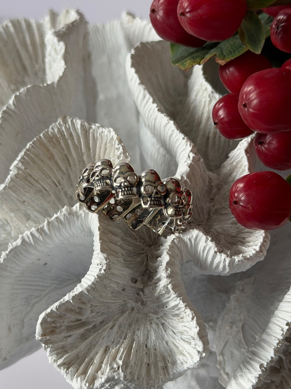 Multi-Skull Band 925 Sterling Silver Ring Size 14