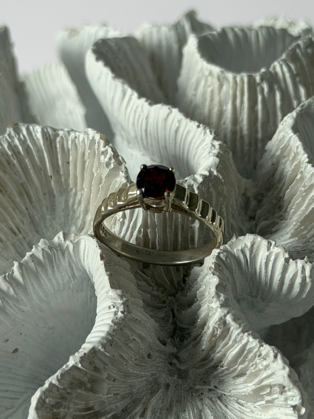 925 Sterling Silver Garnet Ring Size 9