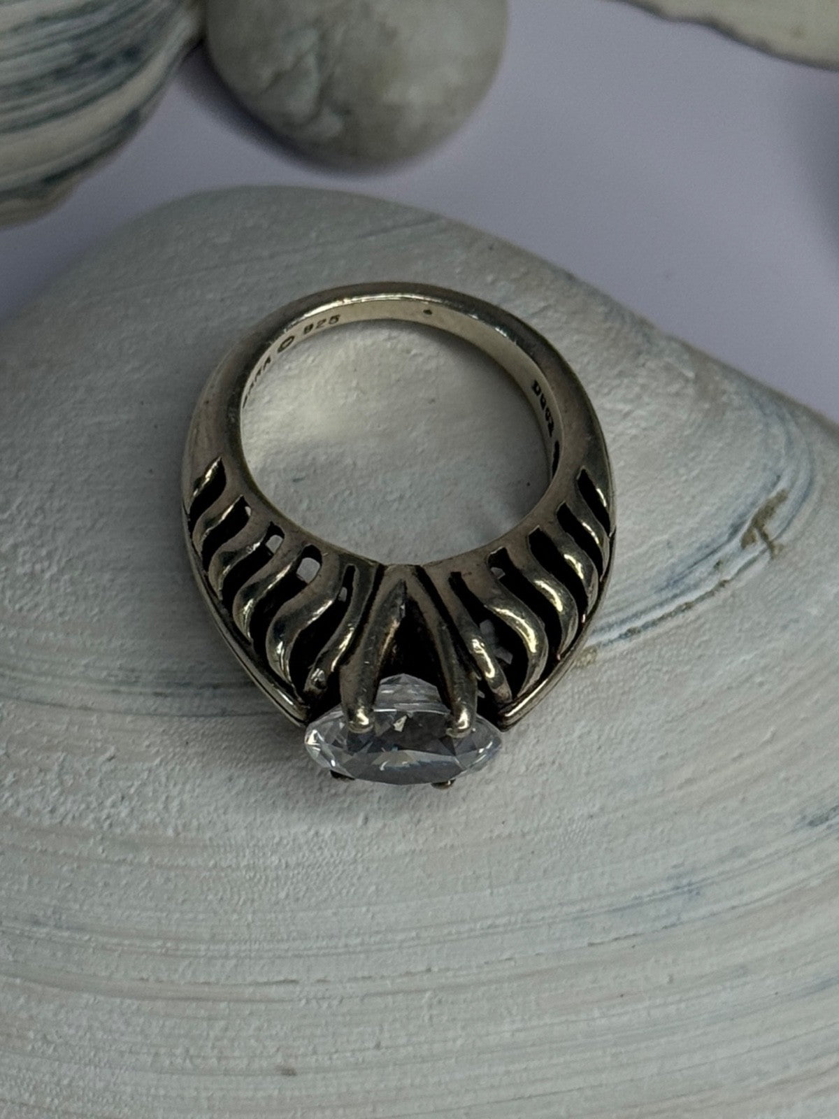 Kabana 925 Sterling Silver Cz Ring Size 6