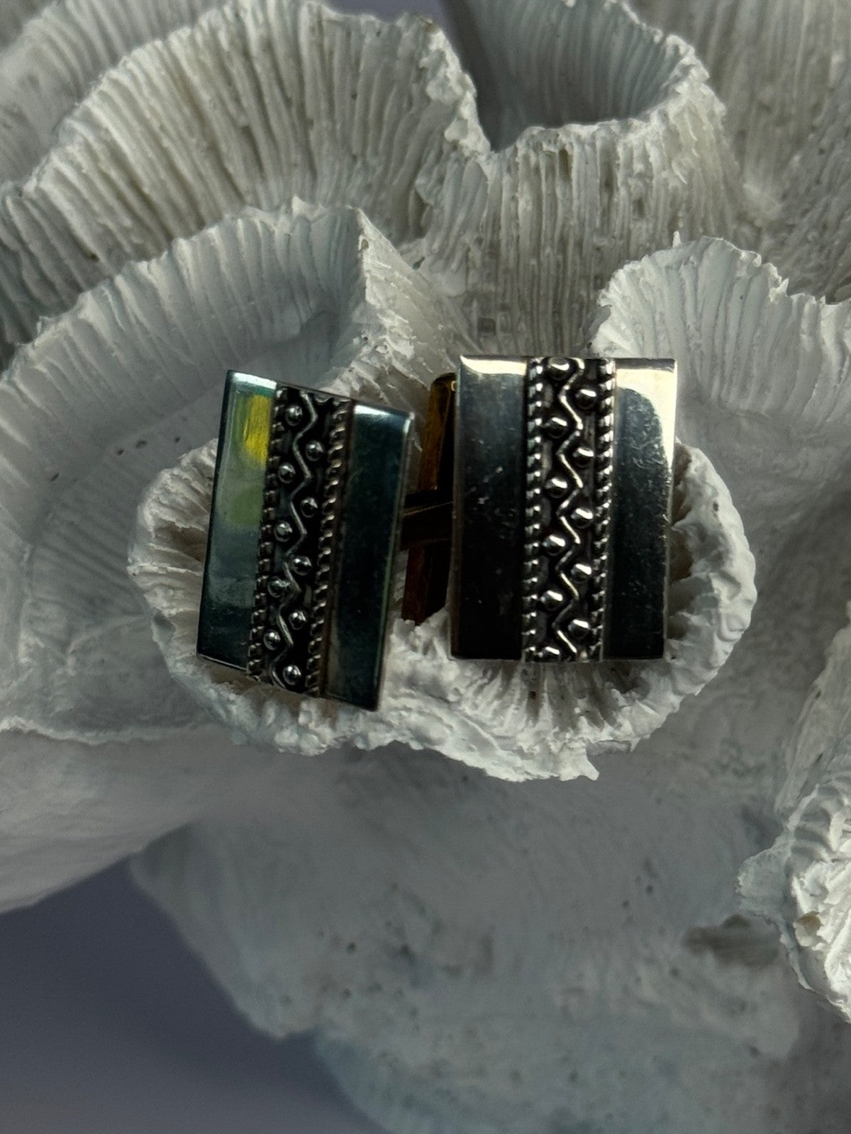 Vintage 925 Sterling Silver Cufflinks Length 0.70 Inch