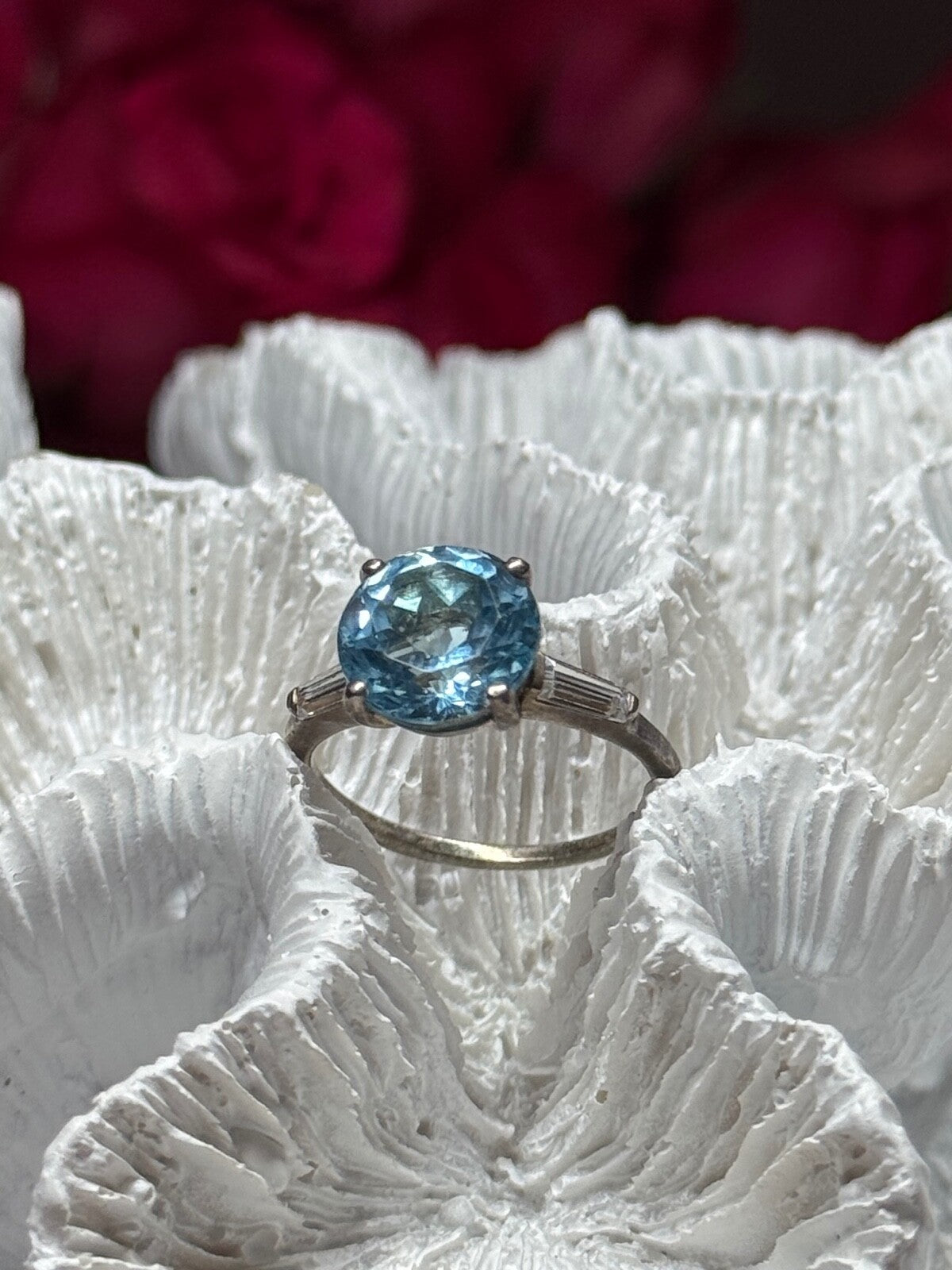 925 Sterling Silver Topaz & Beryl Ring Size 6