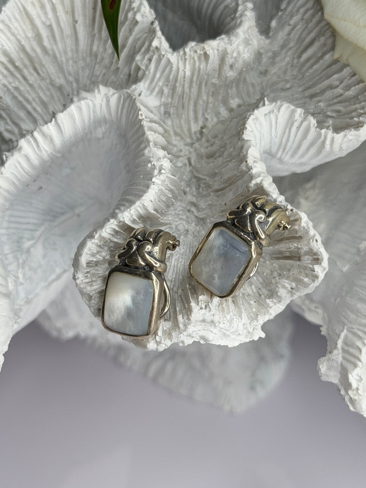 Vintage 925 Sterling Silver Abalone Earrings