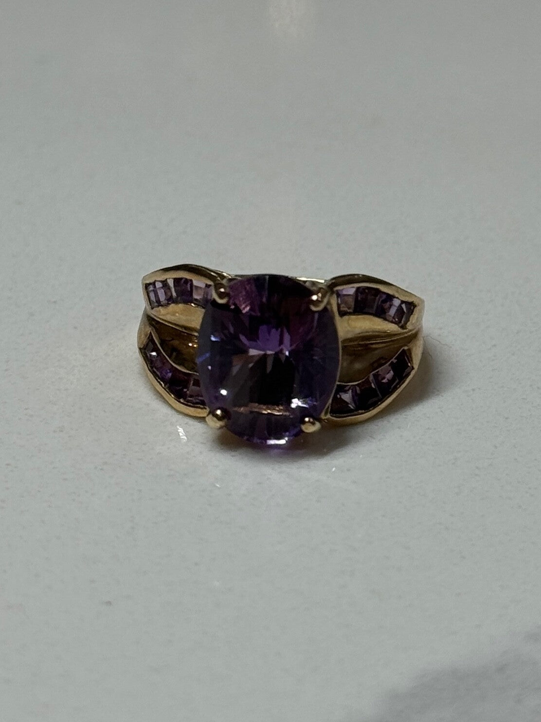 10K Yellow Gold Amethyst Ring Size 7