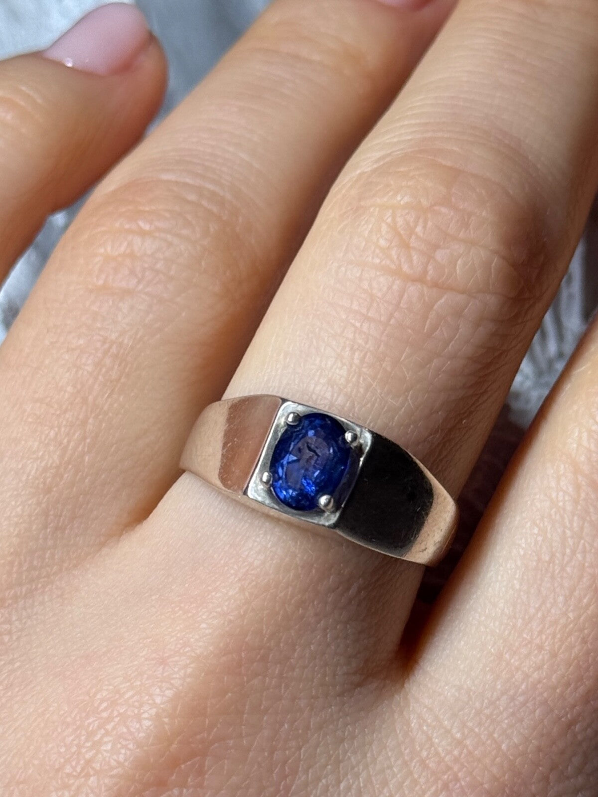Men'S 925 Sterling Silver Sapphire Ring Size 8.5