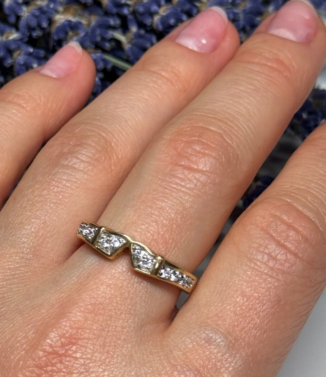 925 Sterling Silver Gold Plated CZ Ring Size 8.5