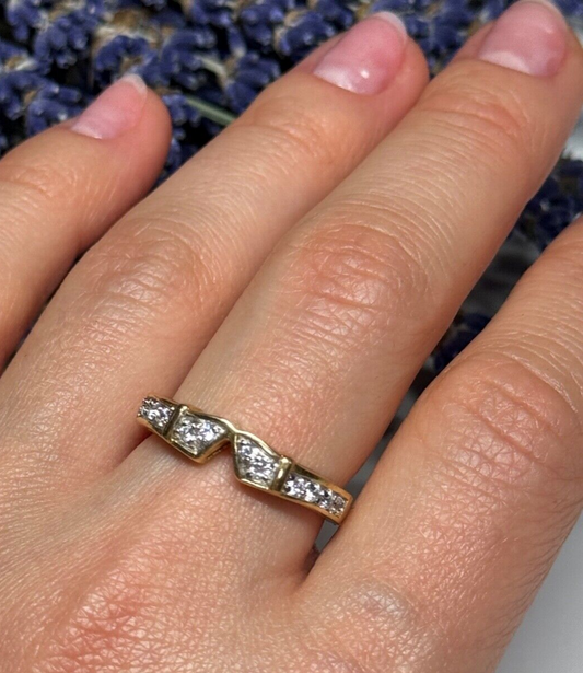 925 Sterling Silver Gold Plated CZ Ring Size 8.5