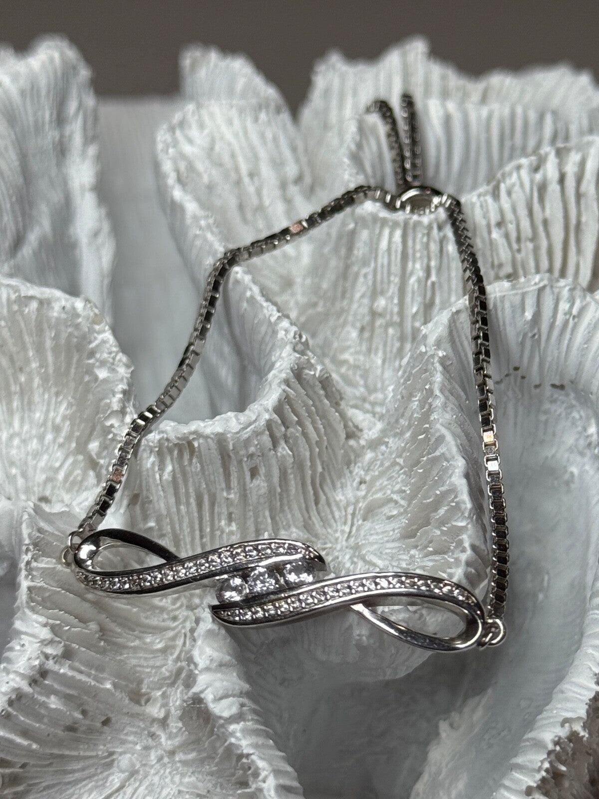 925 Sterling Silver CZ Bracelet Slider