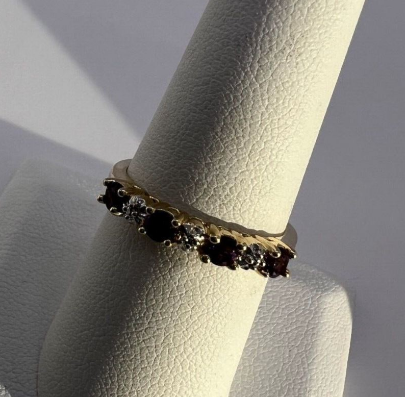 925 Sterling Silver Gold Plated Tourmaline Ring Size 7.5