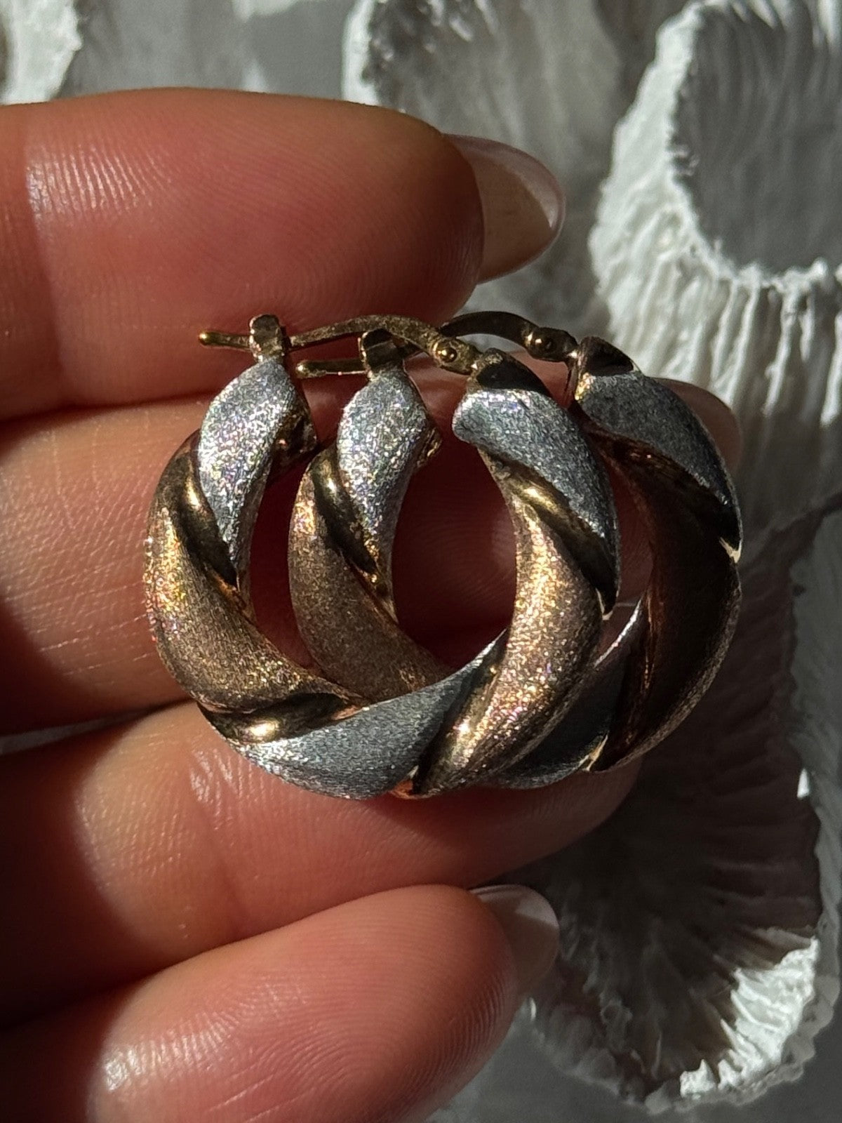 Beautiful 3 Color Gold Plated 925 Sterling Silver Earrings Length 1 Inch