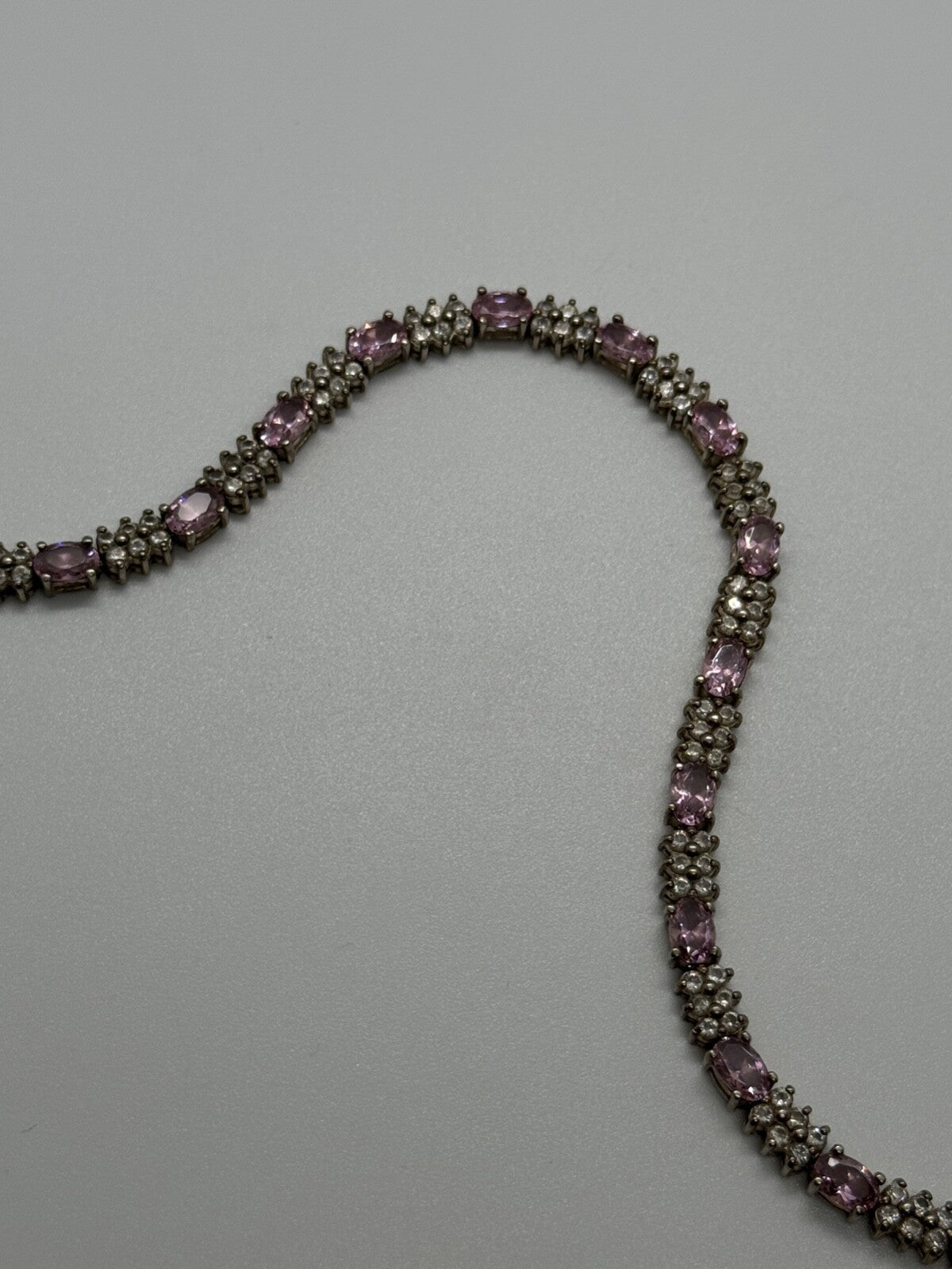 925 Sterling Silver Morganite & Goshenite Bracelet