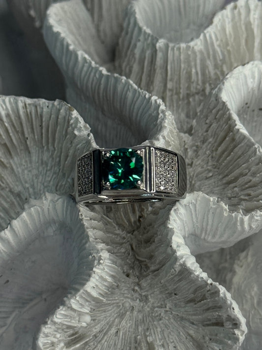 Mens 925 Sterling Silver CZ Ring Sizable 9