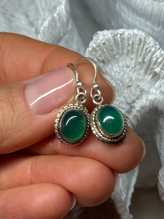 925 Sterling Silver Jadeite Earrings Length 1.1 Inch