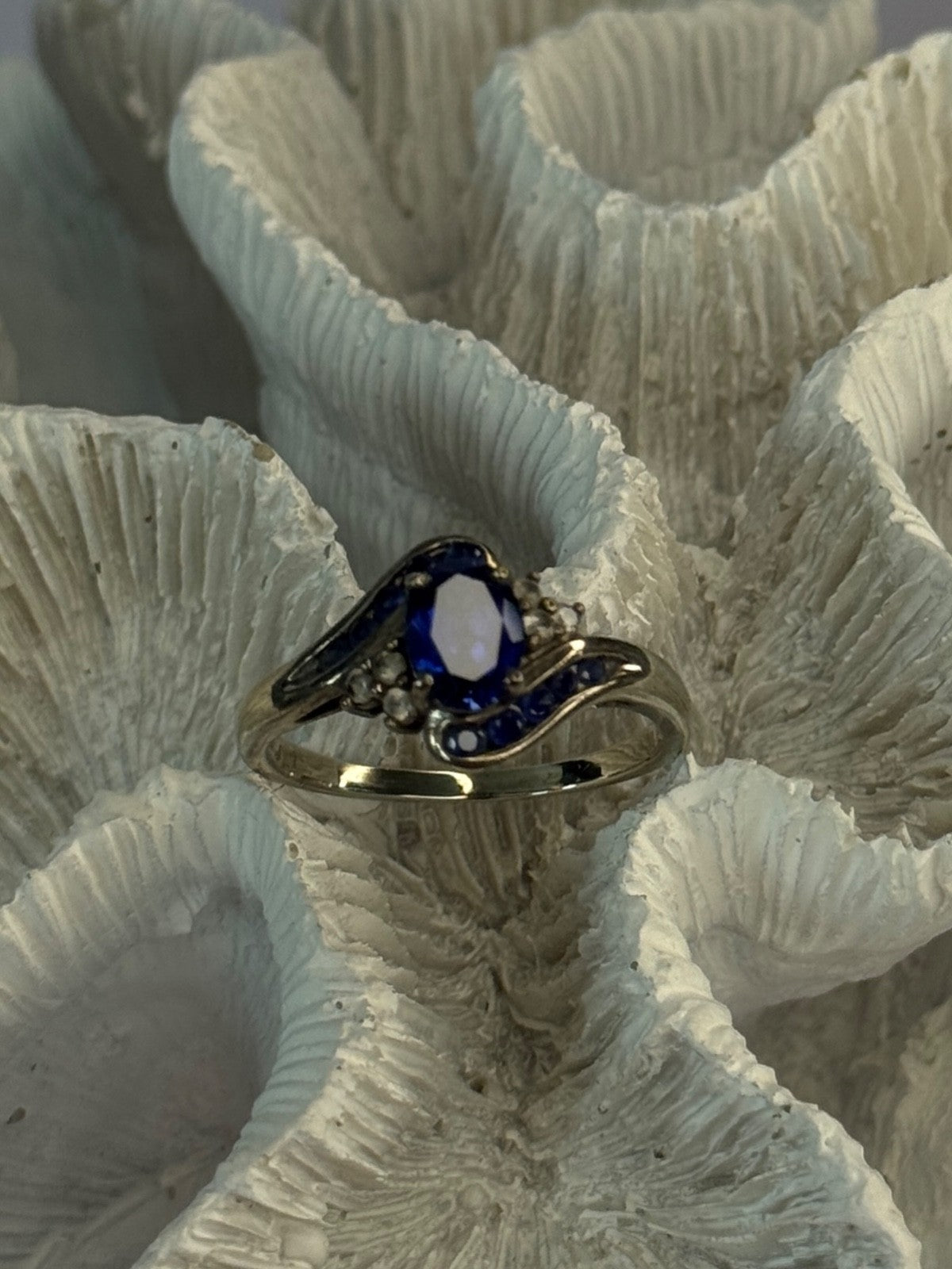 925 Sterling Silver Sapphire & Beryl Ring Size 11.5